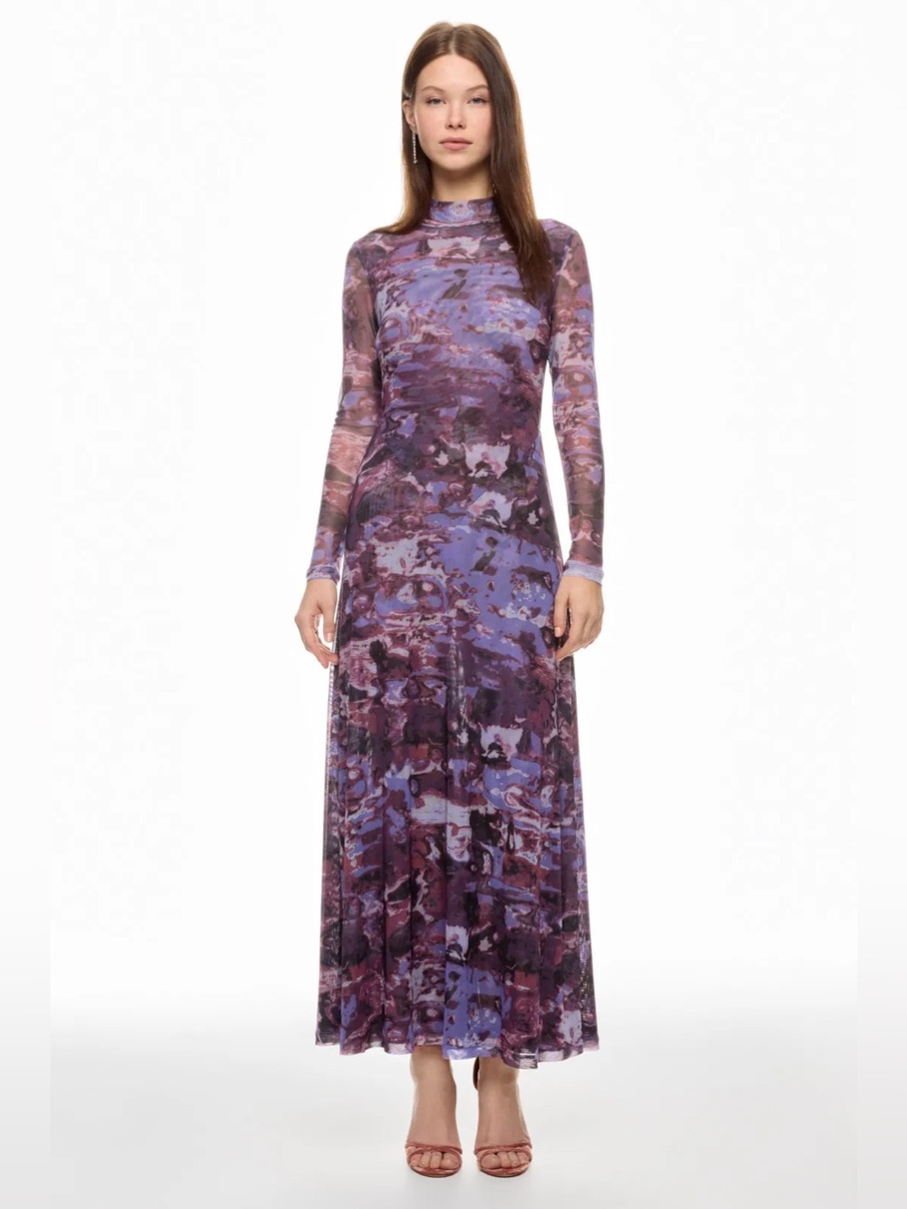 RTR Ronny Kobo Printed Mesh Maxi Dress (0426)
